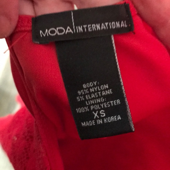 RED LACY DRESS BY MODA INTERNATIONAL SIZE XS NWOT EXCELLENT CONDITION! - Picture 4 of 4